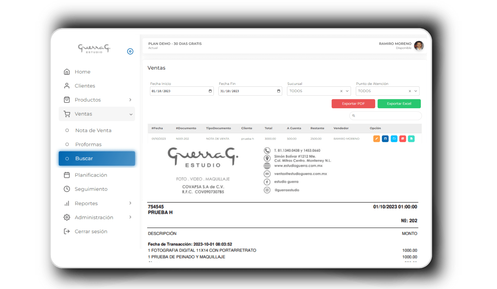 Generar y descargar facturas electrónicas